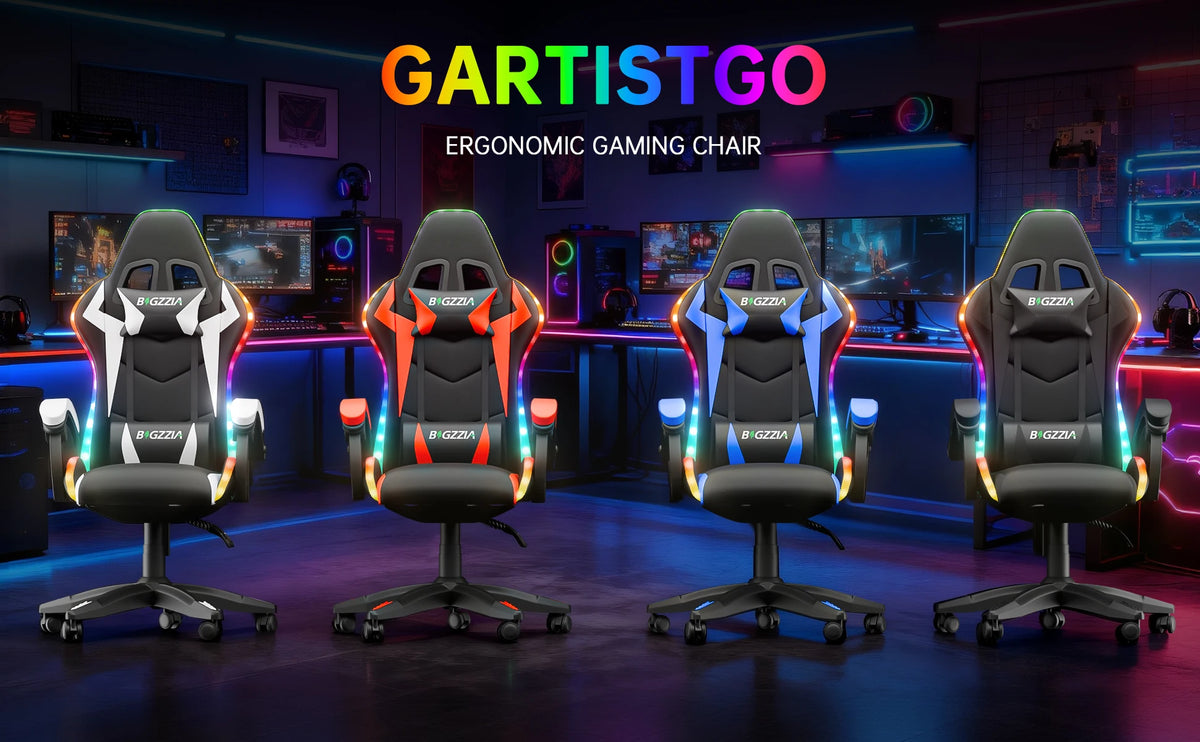 Chaise Gaming RGB Ergonomique – Éclairage LED, Appuie-Tête & Confort
