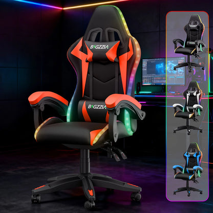 Chaise Gaming RGB Ergonomique – Éclairage LED, Appuie-Tête & Confort