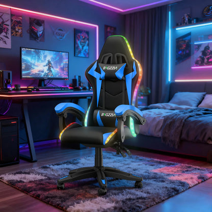 Chaise Gaming RGB Ergonomique – Éclairage LED, Appuie-Tête & Confort