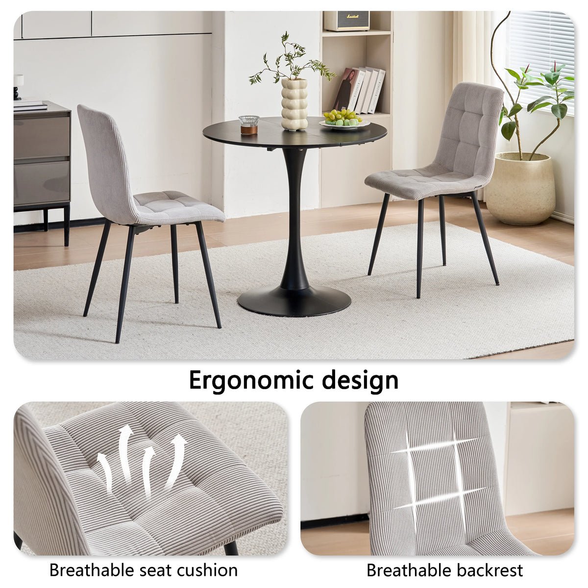 Chaises de Salle à Manger en Velours Côtelé – Lots de 2, 4 ou 6
