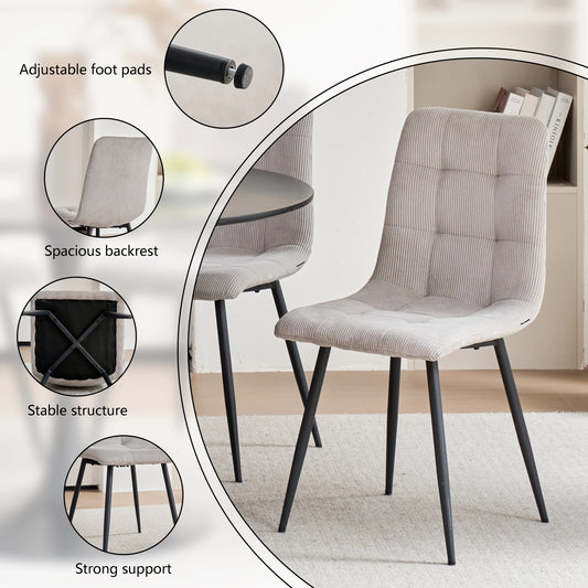 Chaises de Salle à Manger en Velours Côtelé – Lots de 2, 4 ou 6
