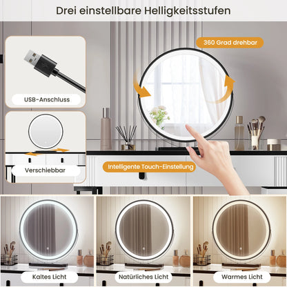 Coiffeuse avec Miroir LED – Design Moderne