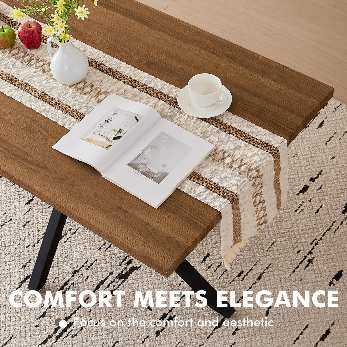 Table à Manger 140 × 80 cm – Design Moderne & Pieds Métal