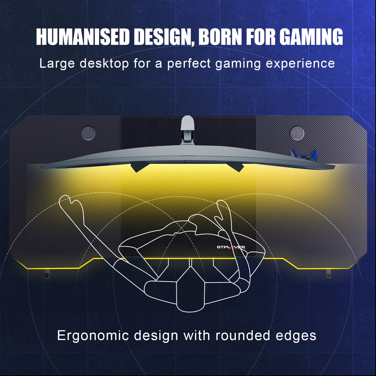 Bureau Gaming 120 cm – LED, Prises Intégrées & USB