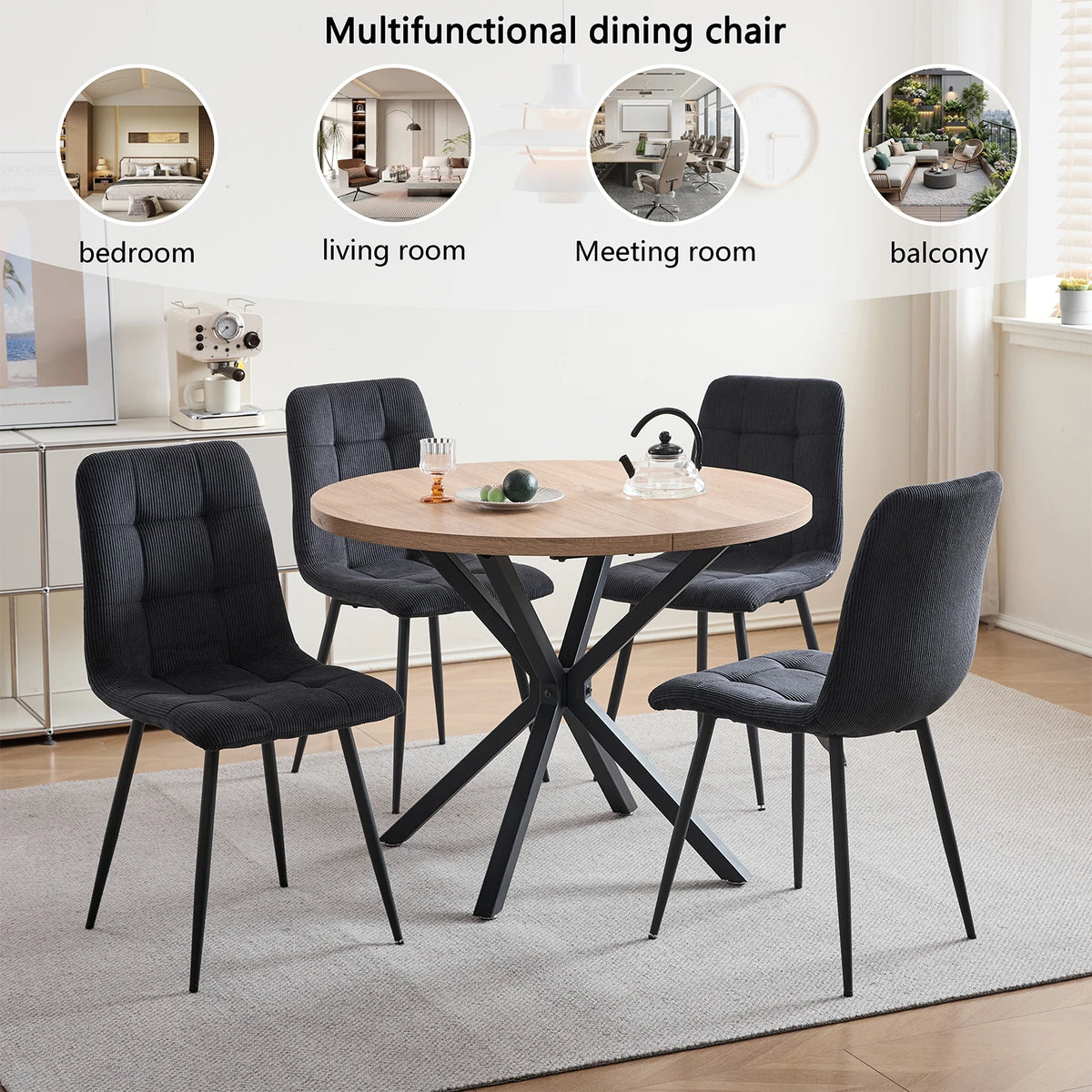 Chaises de Salle à Manger en Velours Côtelé – Lots de 2, 4 ou 6
