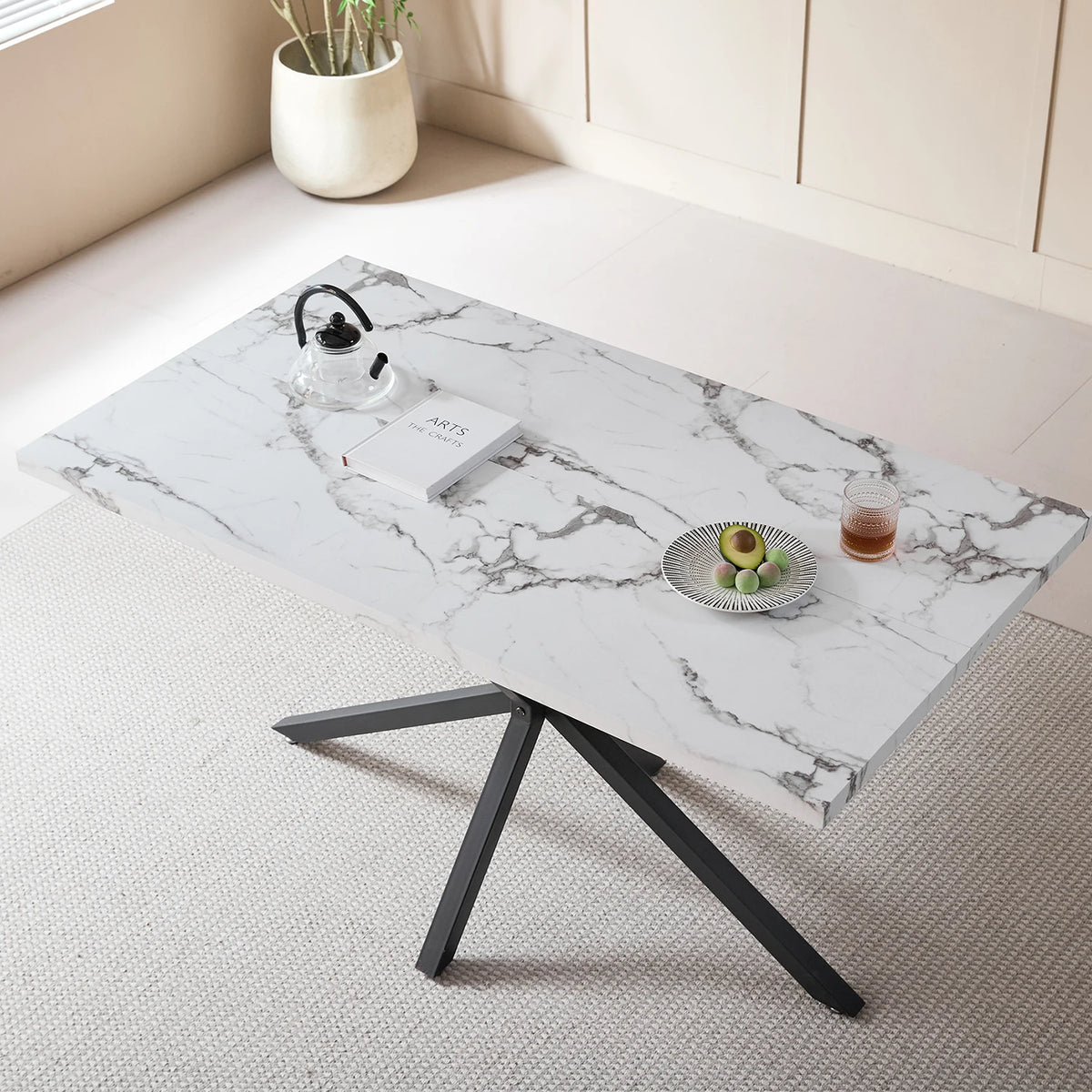 Table à Manger 140 × 80 cm – Design Moderne & Pieds Métal