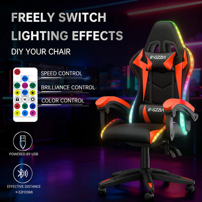 Chaise Gaming RGB Ergonomique – Éclairage LED, Appuie-Tête & Confort