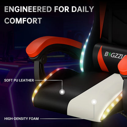 Chaise Gaming RGB Ergonomique – Éclairage LED, Appuie-Tête & Confort