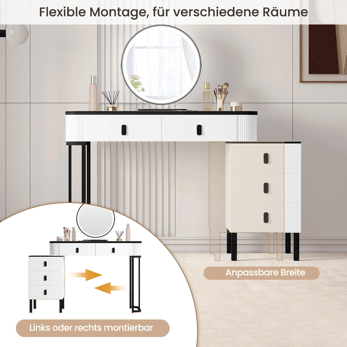 Coiffeuse avec Miroir LED – Design Moderne
