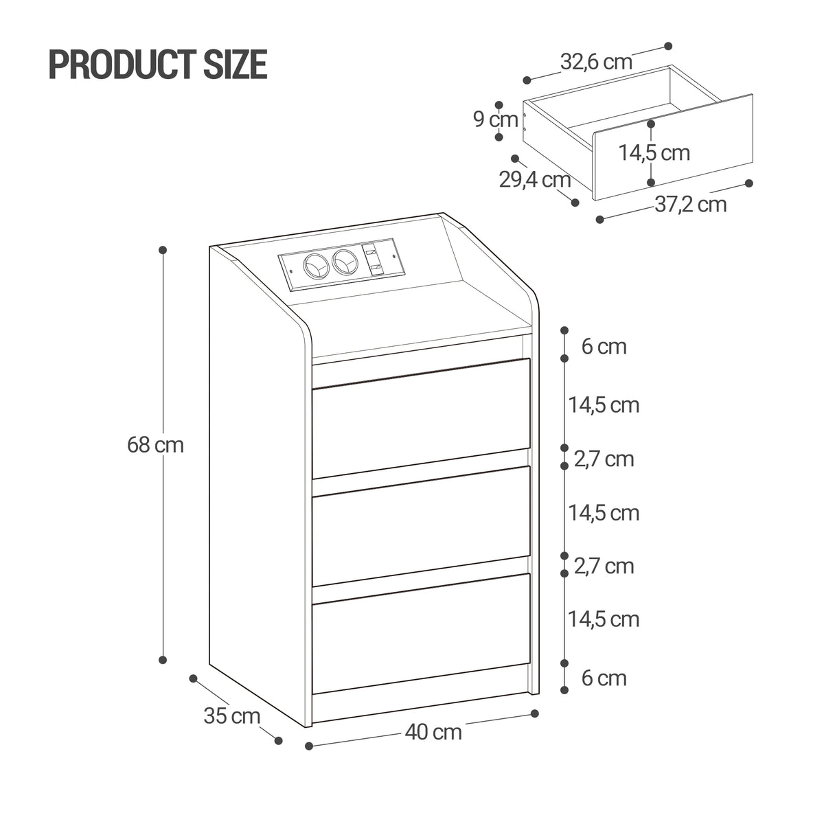 Lot de 2 Tables de Chevet en Chêne – LED & Station de Charge