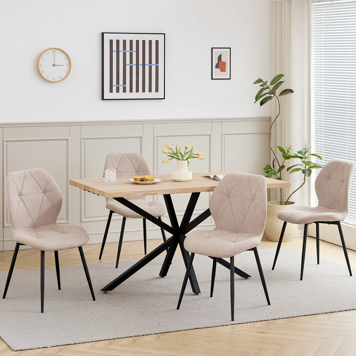 Table à Manger 140 × 80 cm – Design Moderne & Pieds Métal