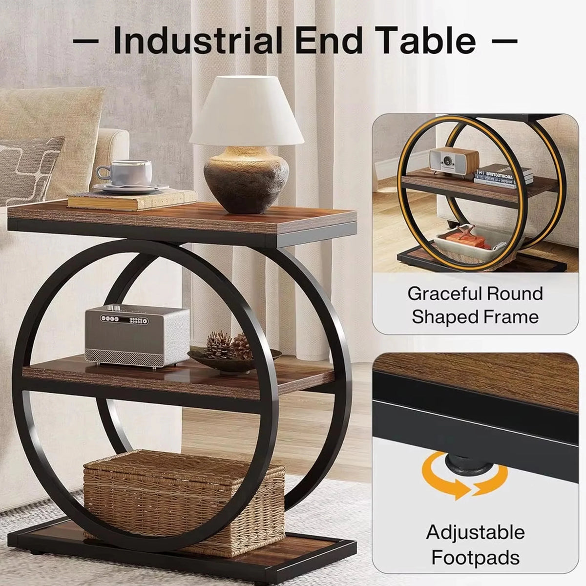 Table Console Industrielle à 4 Niveaux – Rangement & Design Moderne