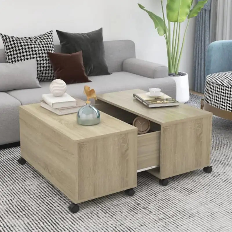 Table Basse Moderne Effet Chêne Sonoma 75 × 75 × 38 cm – Design Élégant & Contemporain