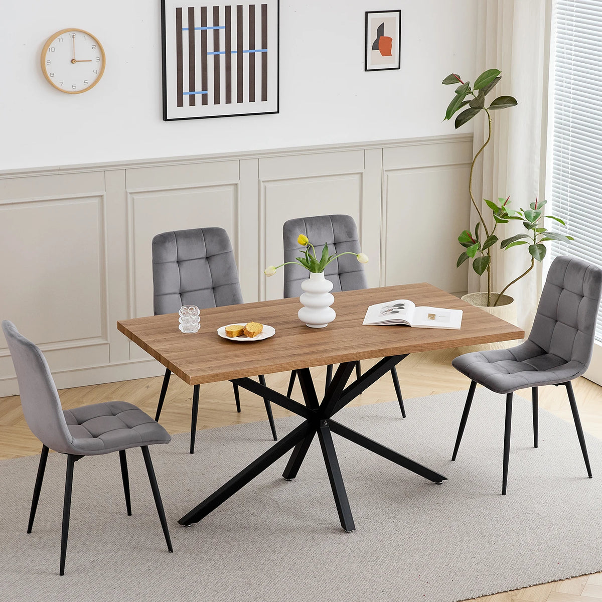Table à Manger 140 × 80 cm – Design Moderne & Pieds Métal