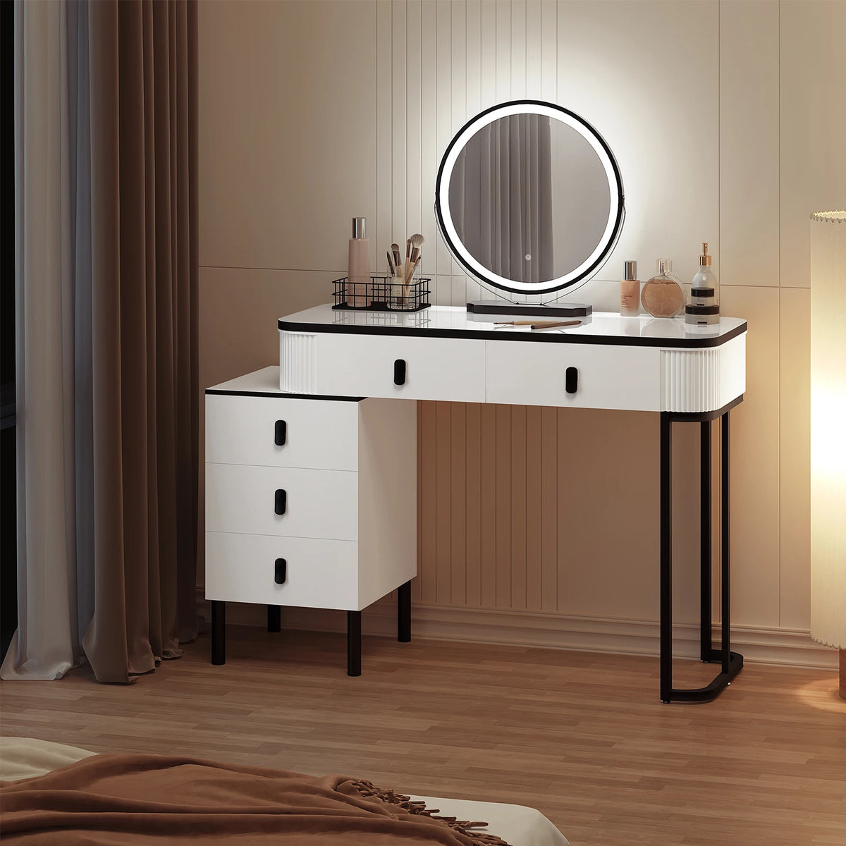 Coiffeuse avec Miroir LED – Design Moderne
