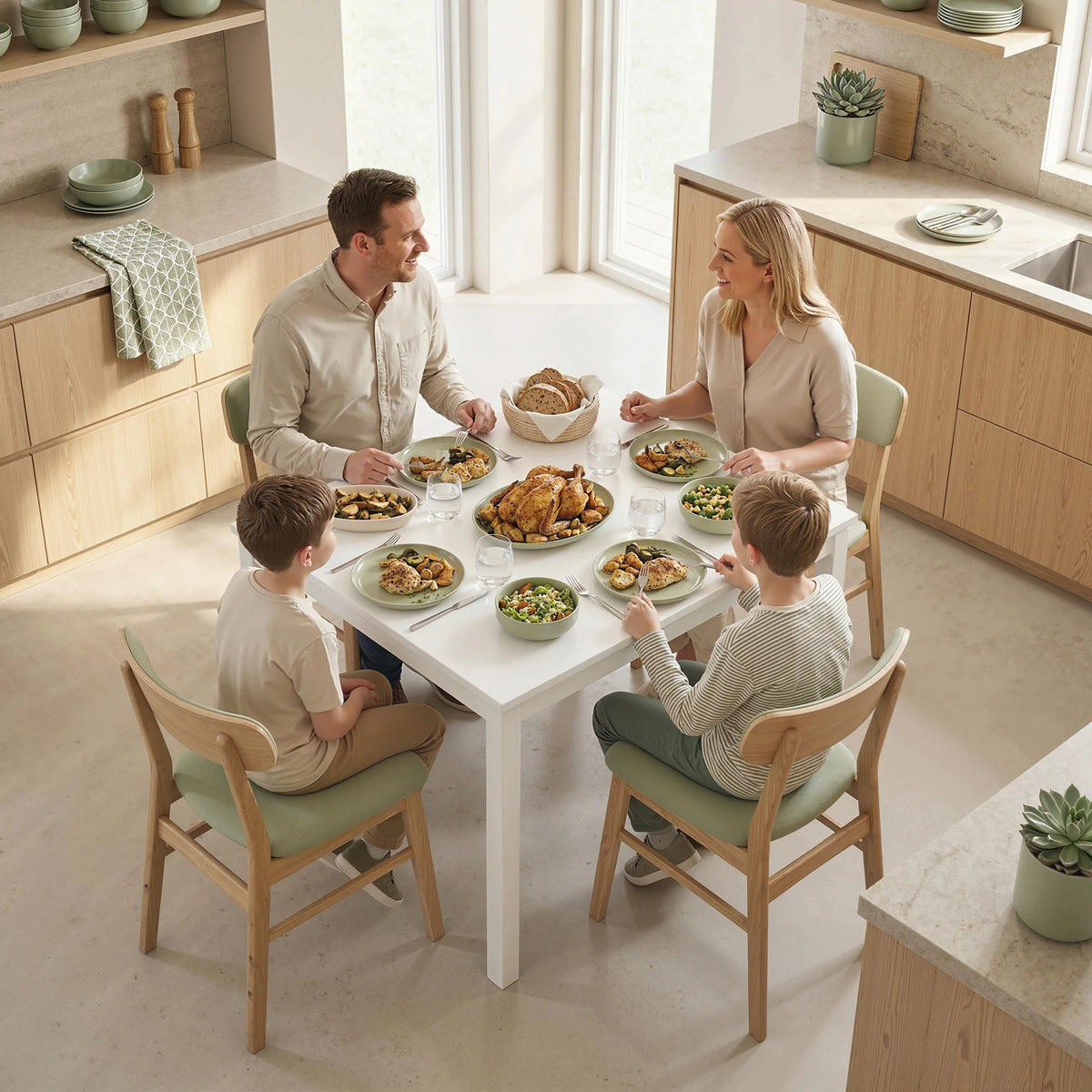 Table à Manger Extensible – 80 à 120 cm, 4 à 6 Personnes, Design Moderne Blanc