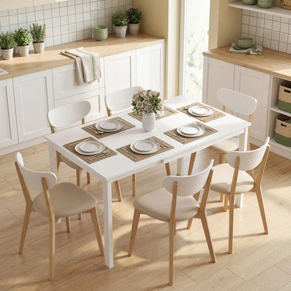 Table à Manger Extensible – 80 à 120 cm, 4 à 6 Personnes, Design Moderne Blanc