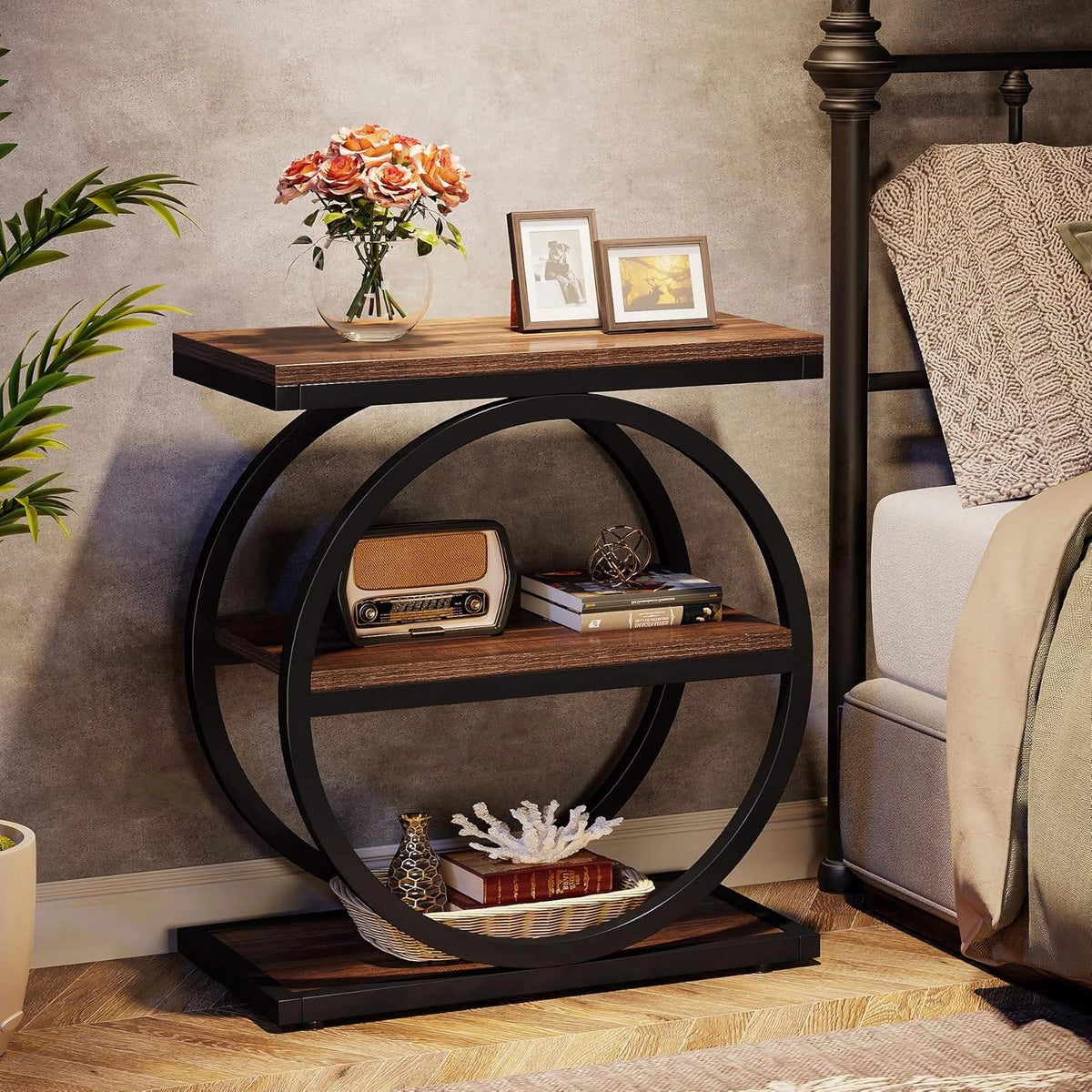 Table Console Industrielle à 4 Niveaux – Rangement & Design Moderne