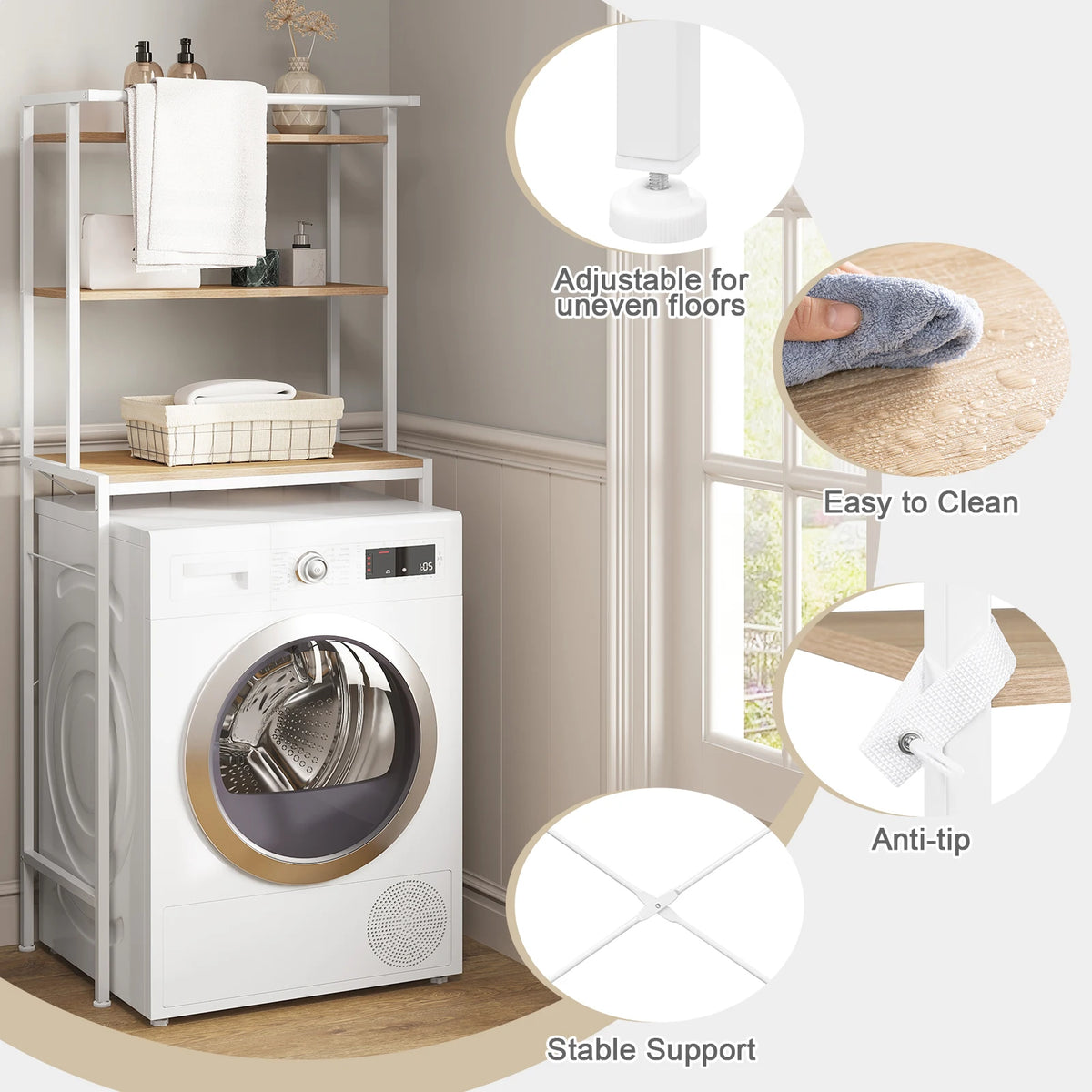 Étagère au-Dessus du Lave-Linge – Rangement Salle de Bain & WC