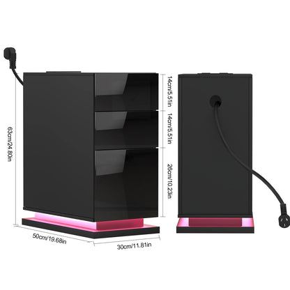 Table de Chevet avec Station de Charge & 3 Tiroirs