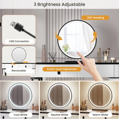 Coiffeuse avec Miroir LED – Design Moderne