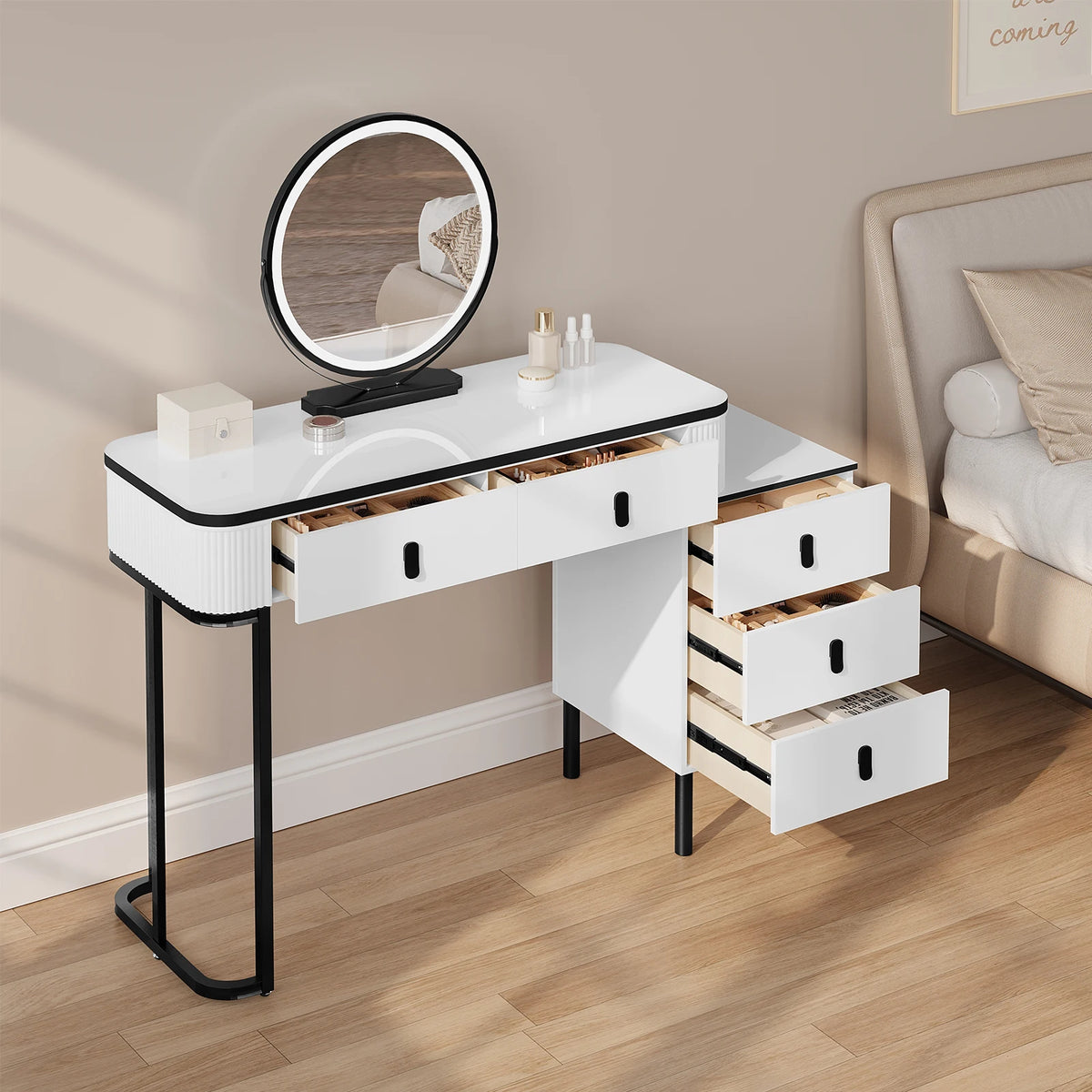 Coiffeuse avec Miroir LED – Design Moderne