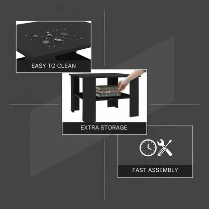Table Basse Moderne Noire 60 × 60 × 42 cm – Design Élégant & Contemporain