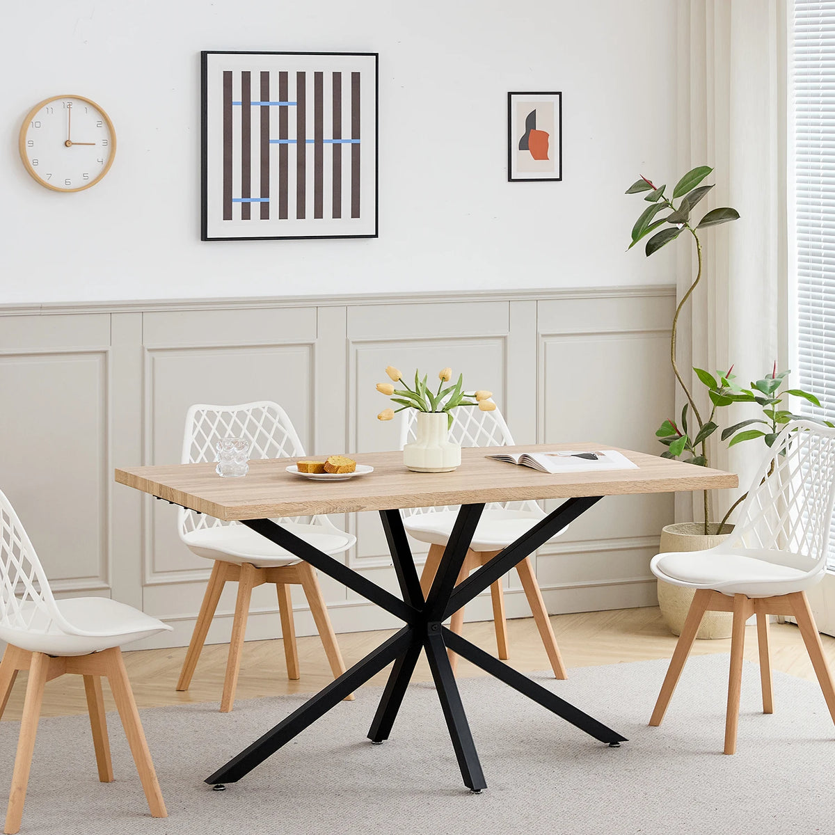 Table à Manger 140 × 80 cm – Design Moderne & Pieds Métal