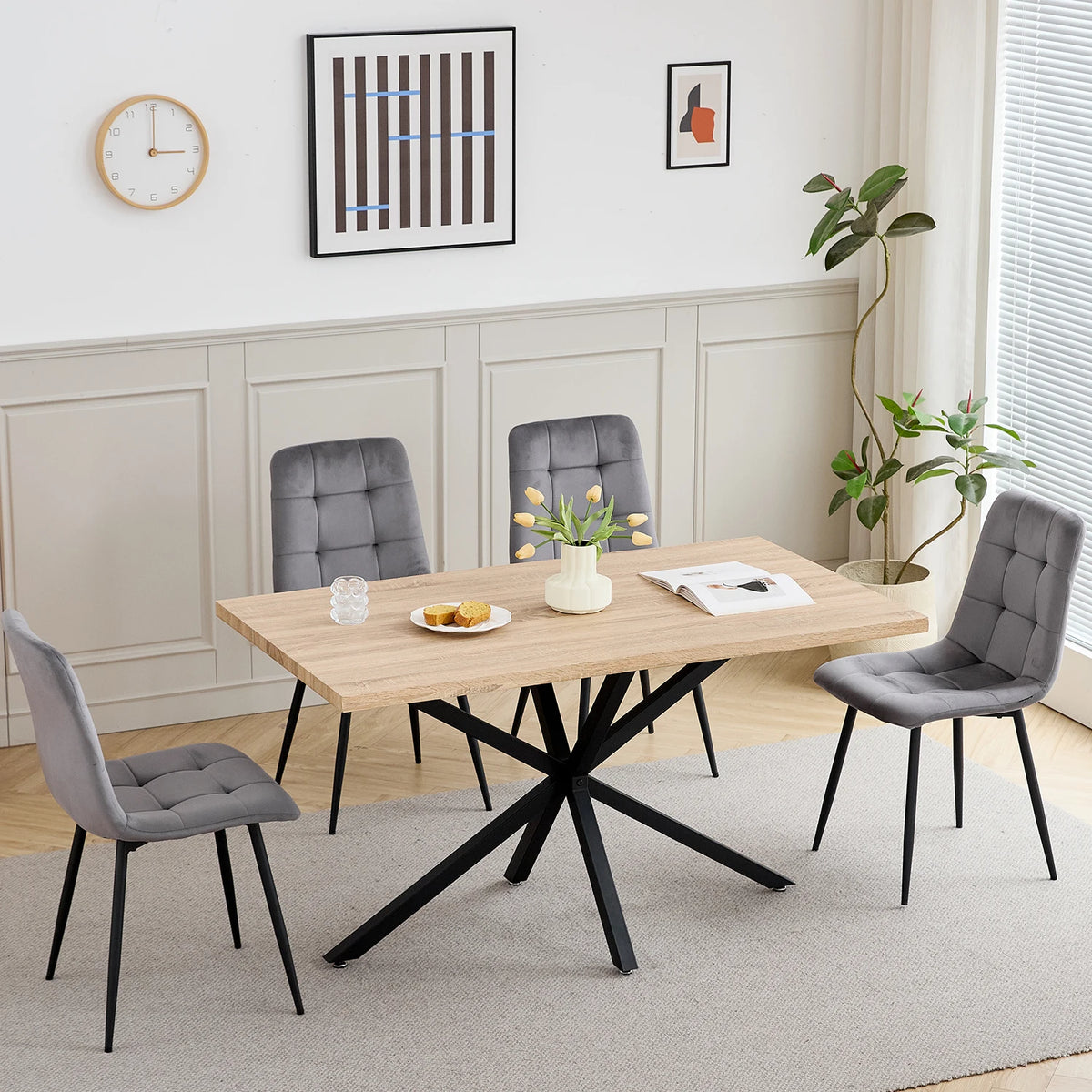 Table à Manger 140 × 80 cm – Design Moderne & Pieds Métal