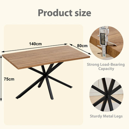 Table à Manger 140 × 80 cm – Design Moderne & Pieds Métal