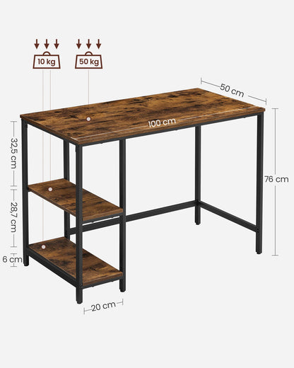 Bureau Informatique avec 2 Étagères – Design Moderne & Réversible