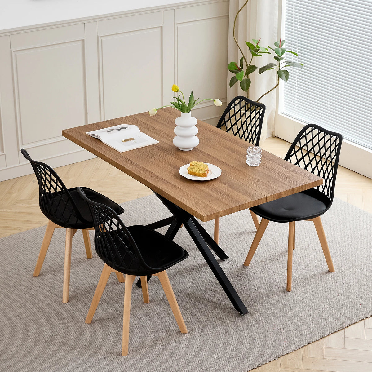 Table à Manger 140 × 80 cm – Design Moderne & Pieds Métal